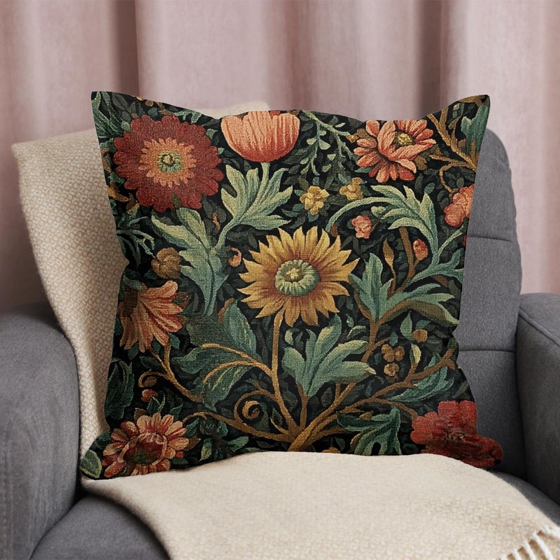 RBAFAO William Morris Inspired Abstract Vintage Floral Design Throw Pillow Covers Home Decor Art Pillowcase Cushion Cover for Bed Sofa Living Room, Car Indoor and Outdoor (Flowers, 18x18inches) - Image 3